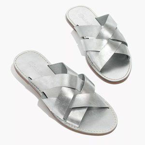 Madewell Boardwalk Woven Slide Sandal in Metallic (Size 8)